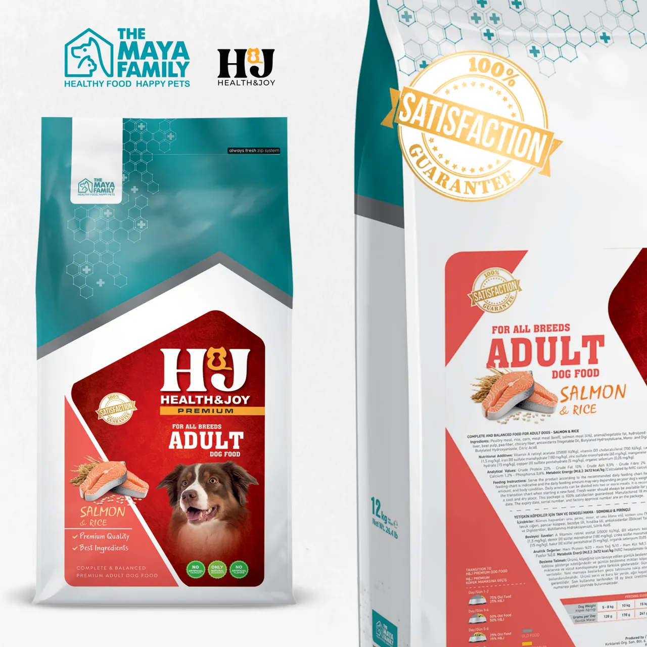 H&J PREMIUM SALMON, RICE ADULT DOG  CÁ HỒI, GẠO Thức ăn hoàn chỉnh và cân bằng cho mọi giống chó trưởng thành. Công thức cao cấp hoàn chỉnh và cân bằng, đáp ứng tất cả các nhu cầu hàng ngày của mèo và chó, chứa tất cả các loại vitamin và khoáng chất, omega 3 và 6. Chỉ sử dụng nguyên liệu thô chất lượng cao và công thức cân bằng protein, chất béo và carbohydrate.